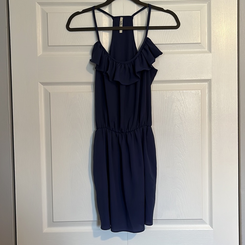 Blue Ruffle Mini Dress - Picture 4 of 5